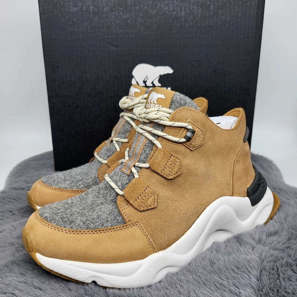 Sorel Women's Tan Suede & Gray Wool Winter Boots
